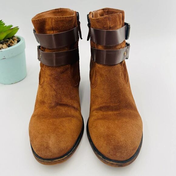 Franco Sarto Women's Linden Block Heel Brown Bootie Size 7 - Picture 3 of 12